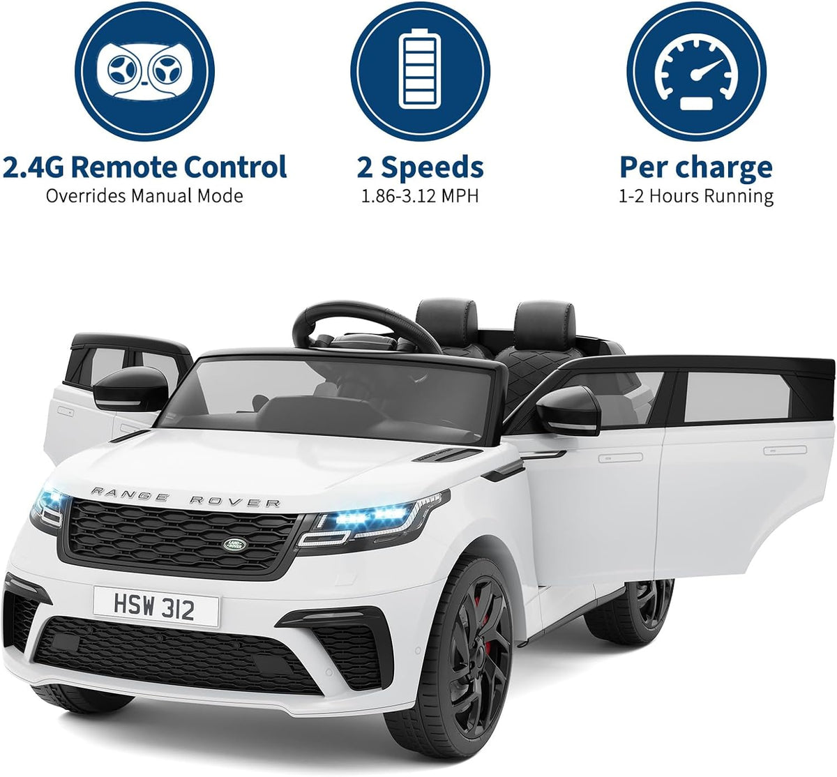 24V Licensed Range Rover HSE 2 Seater Kids Ride-On Car with MP3 & Parental Remote Control